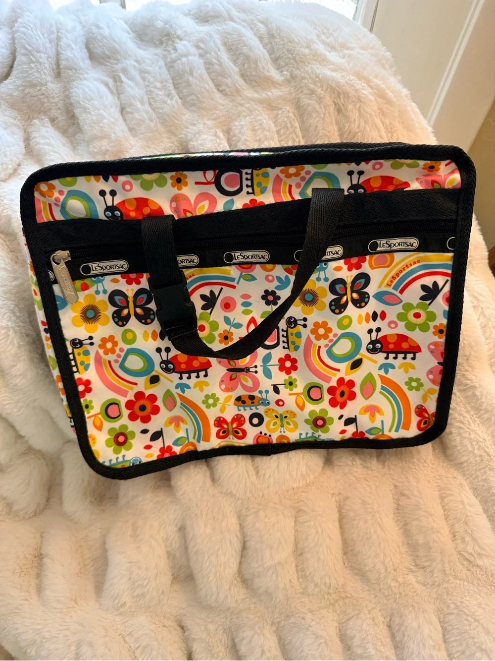 LeSportsac Travel Organizer Bag with Colorful Bug & Flower Print